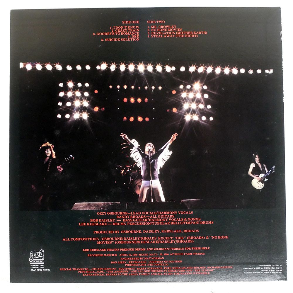 レコード 国内盤 OZZY OSBOURNE/BLIZZARD OF OZZ/JET 25AP1992 LP