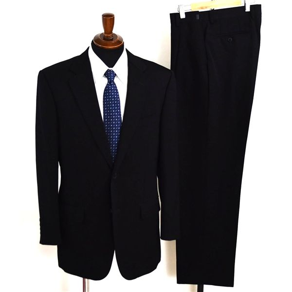 サビルロウ カシミヤ混生地 2つボタン シングルスーツ L A6 ブラック