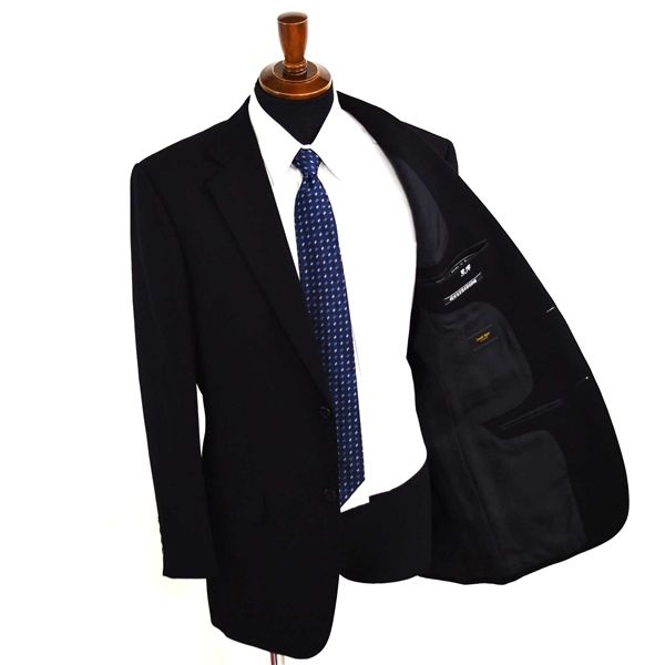 サビルロウ カシミヤ混生地 2つボタン シングルスーツ L A6 ブラック