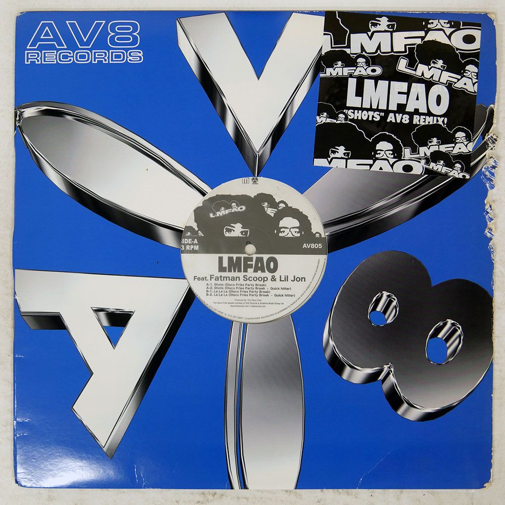 US盤 LMFAO F. FATMAN SCOOP & LIL' JON/SHOTS AV8 MIX/AV8 AV805 12
