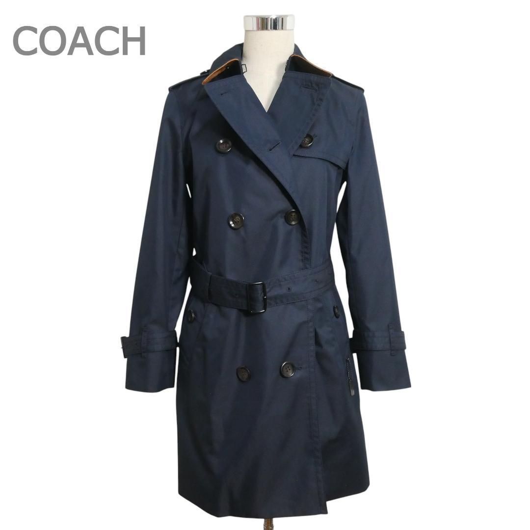 極美品 COACH コーチ スプリングコート ネイビー S 可愛いトレンチ 極美品 COACH コーチ スプリングコート ネイビー S 可愛いトレンチ 極