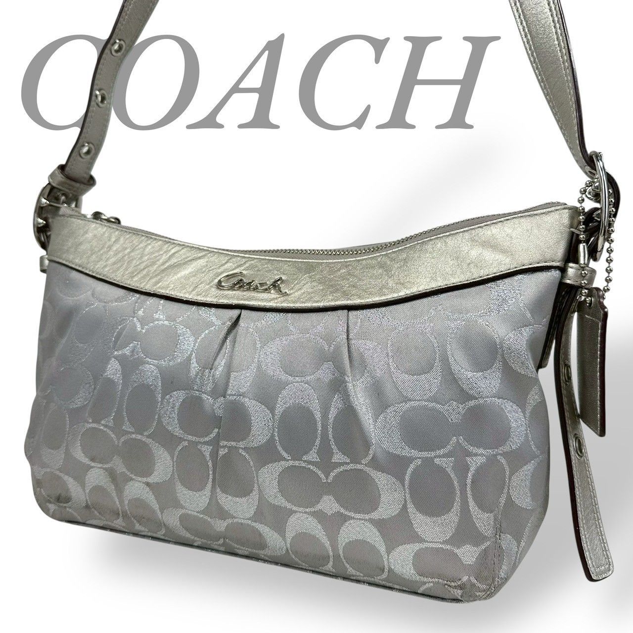 B4242】 COACH コーチ F15806 ショルダーバッグ ナイロン レザー 