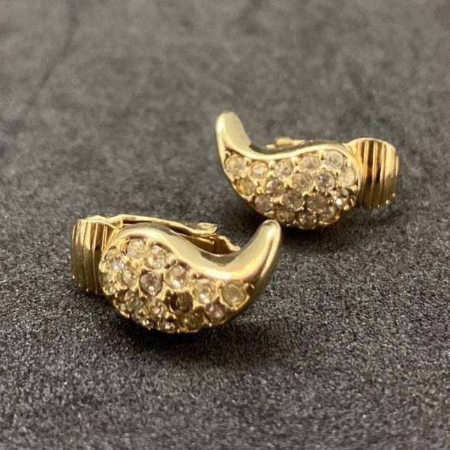 Christian Dior ディオール イヤリング ゴールド ラインストーン 2070