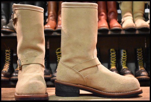 7 5 E 黒タグ Chippewa チペワ サンドスエード エンジニア 91071 スチールトゥ ベージュ 茶 ラフアウト ブーツ FL 281