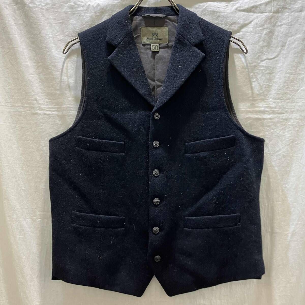 ナイジェルケーボン　ベスト　サイズ50 NIGEL CABOURN ニットベスト size50 ネイビー ナイジェルケーボン