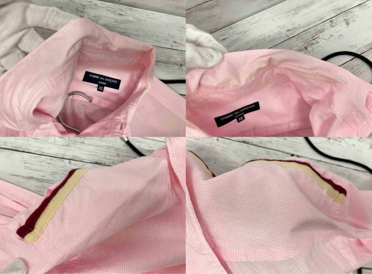COMME des GARCONS HOMME／長袖シャツ／チェック／ピンク／HDB017 ／XS
