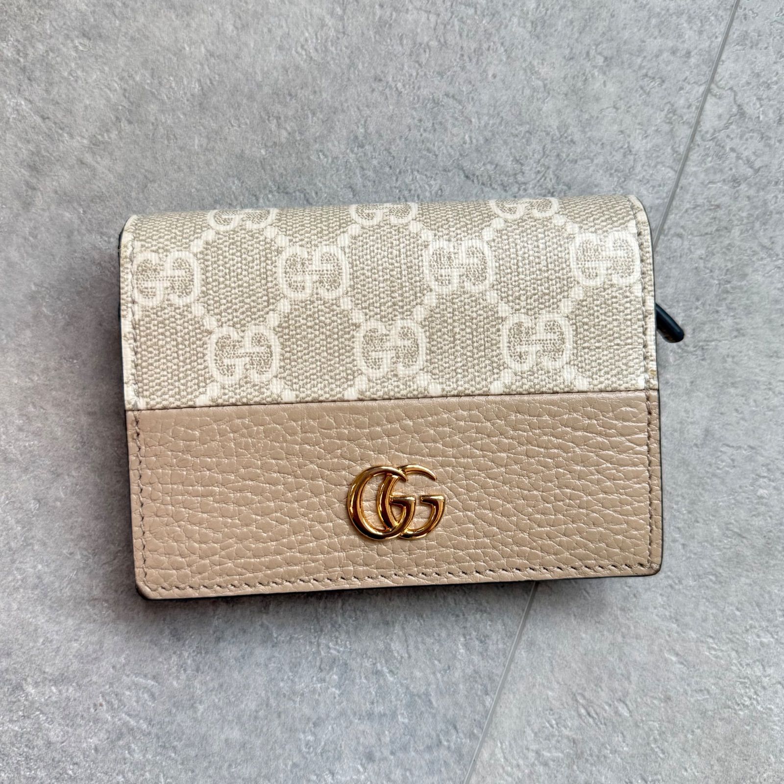 GUCCI グッチ 二つ折り財布 GGマーモント GGスプリーム PVC レザー