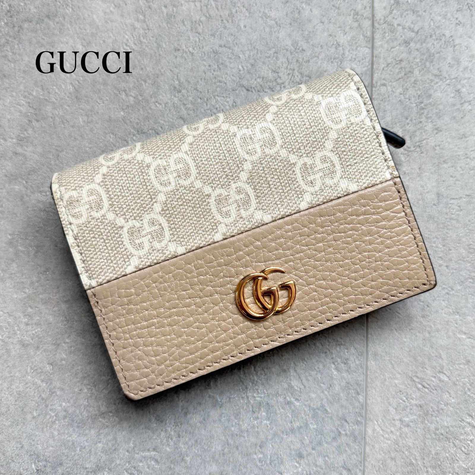 GUCCI グッチ 二つ折り財布 GGマーモント GGスプリーム PVC レザー