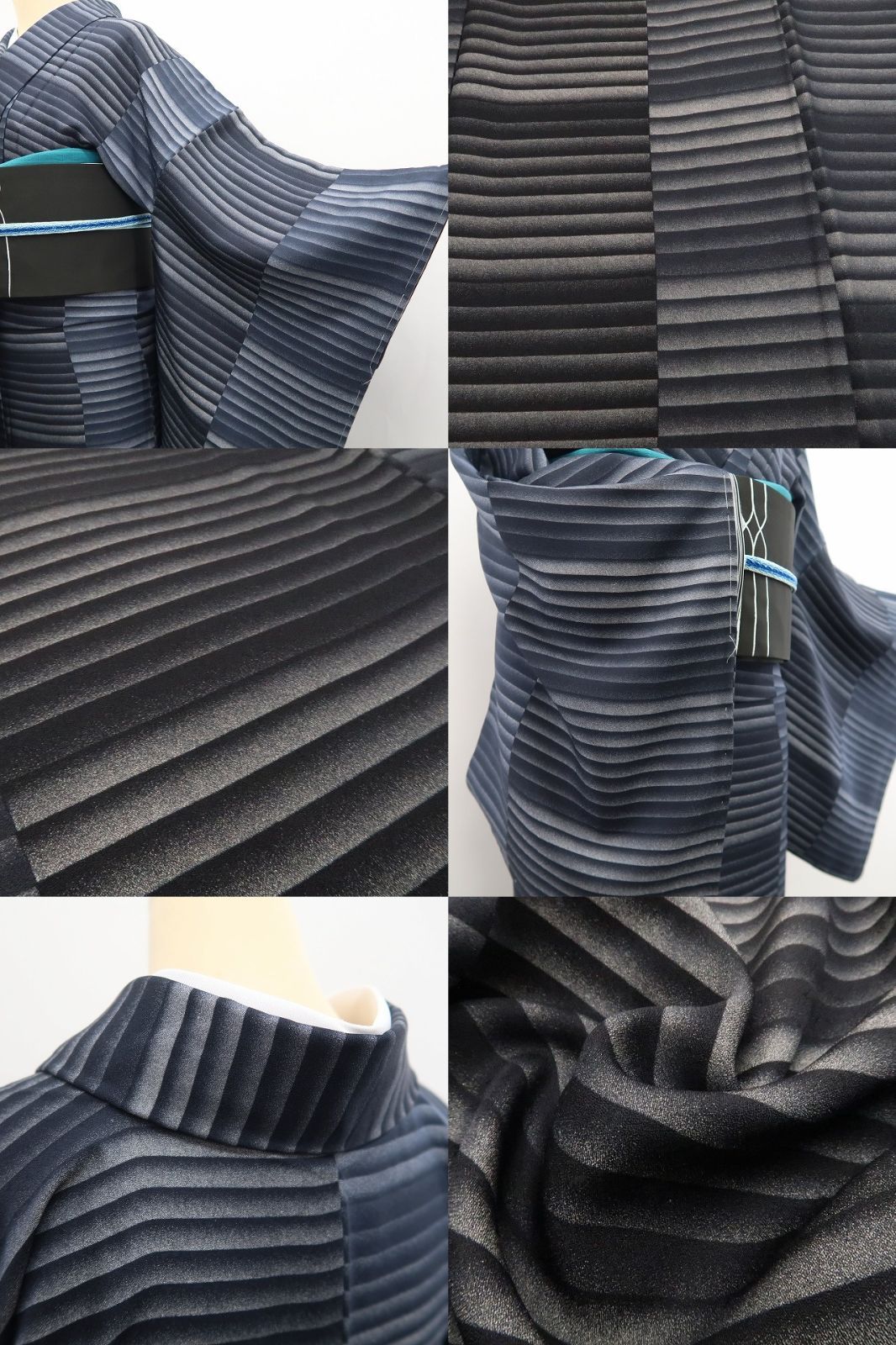 ❁tomihisa❁新品 横縞 市松 着物 正絹 仕付け糸付”毎日を整える