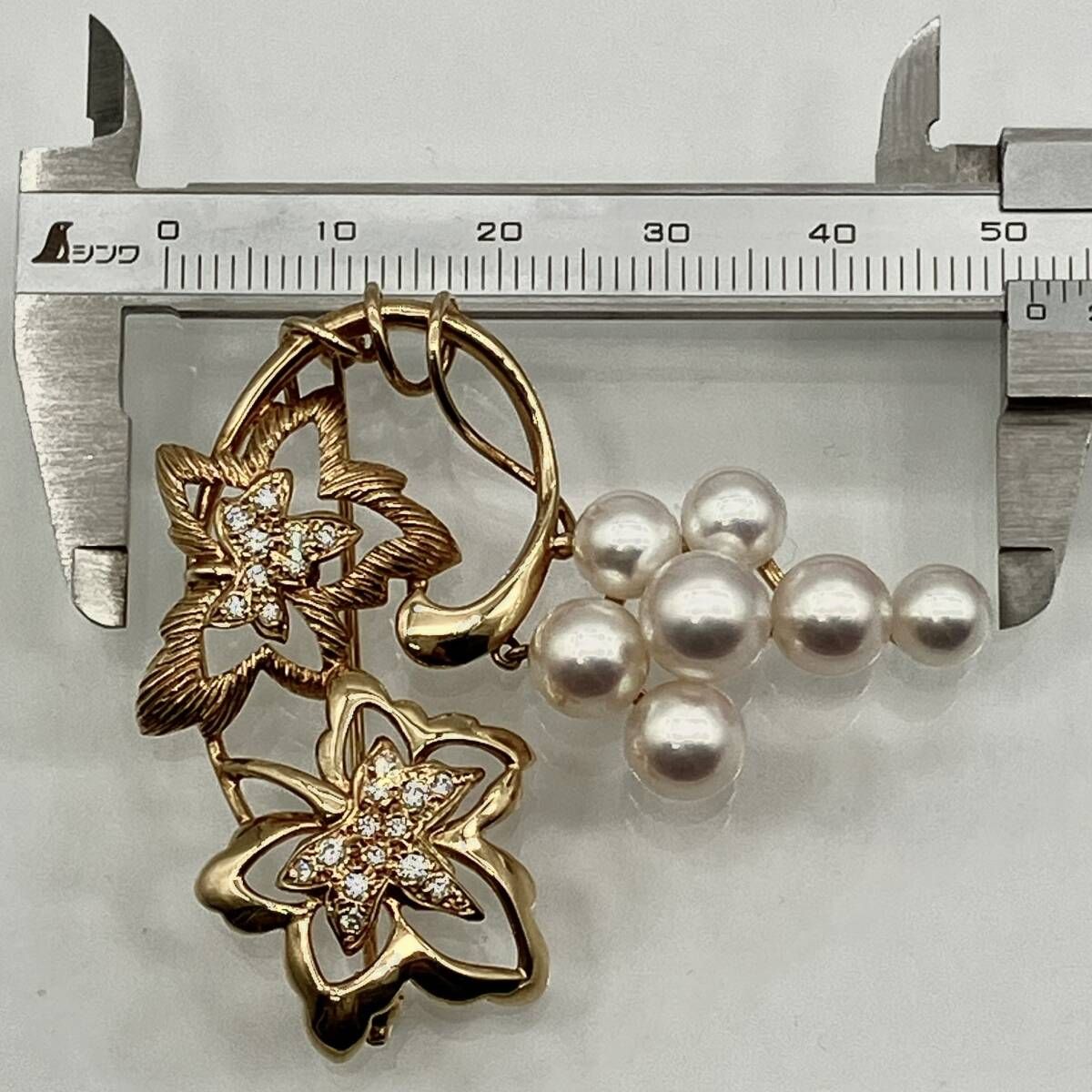 ミキモト MIKIMOTO K18 ブローチパール ダイヤ付 総重量約13.3g - メルカリ