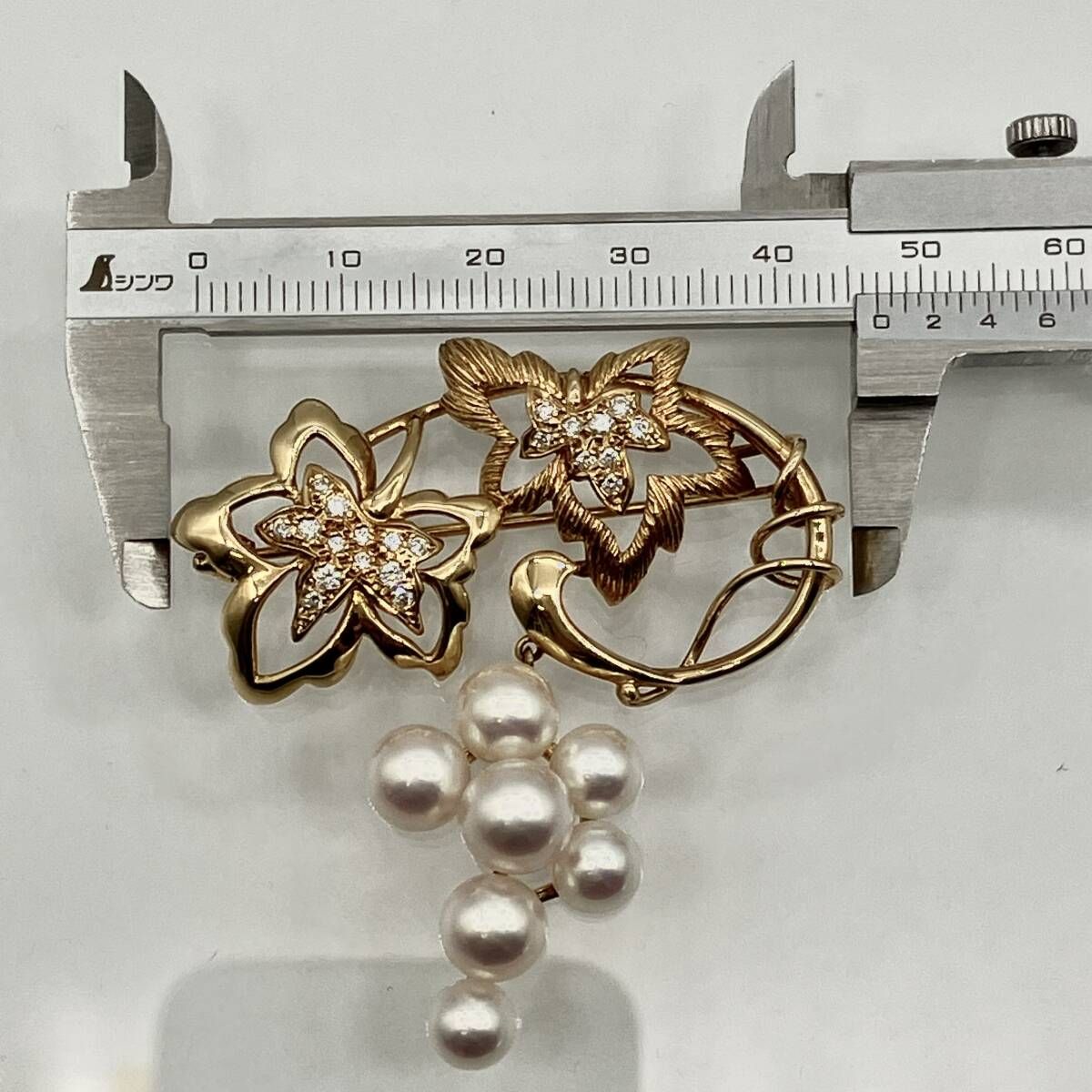 ミキモト MIKIMOTO K18 ブローチパール ダイヤ付 総重量約13.3g - メルカリ