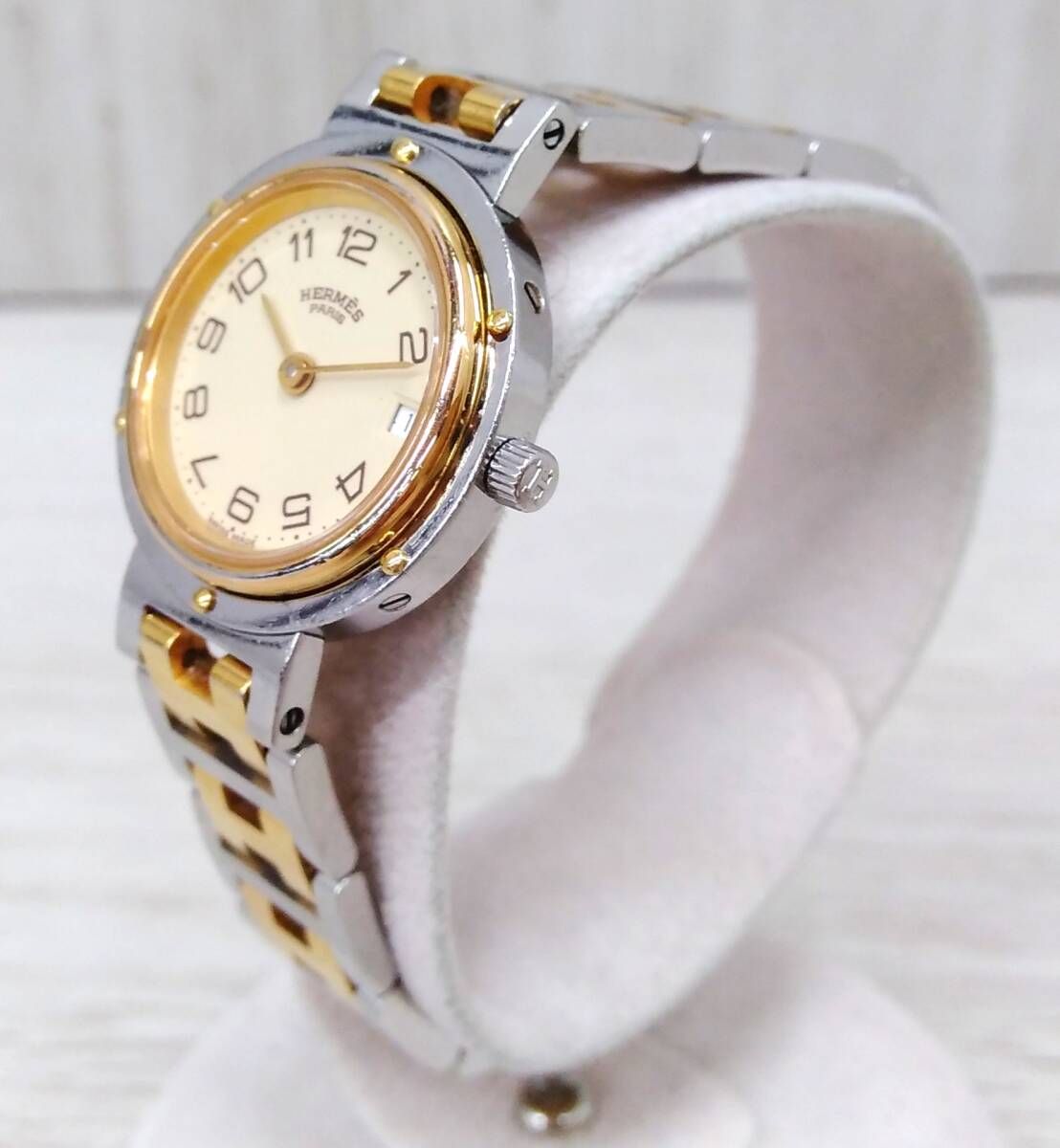 HERMES エルメス クリッパー 768*** アイボリー系文字盤 クォーツ