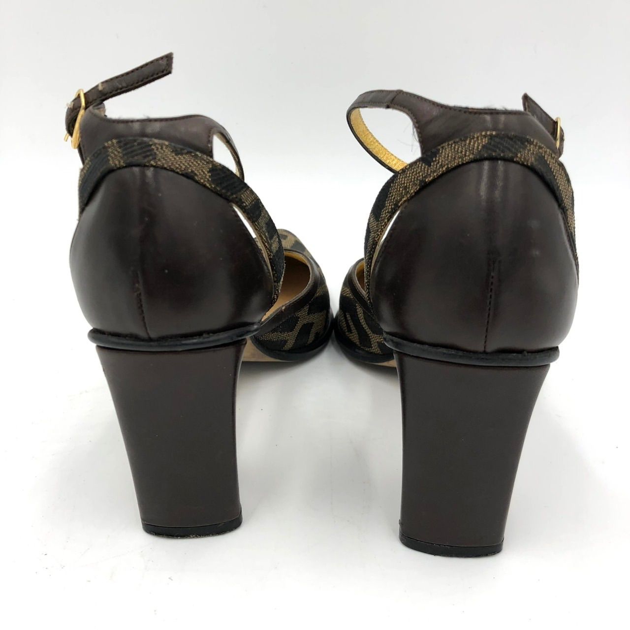 美品】フェンディ FENDI パンプス ズッカ柄 茶 35 22.5cm ヒール