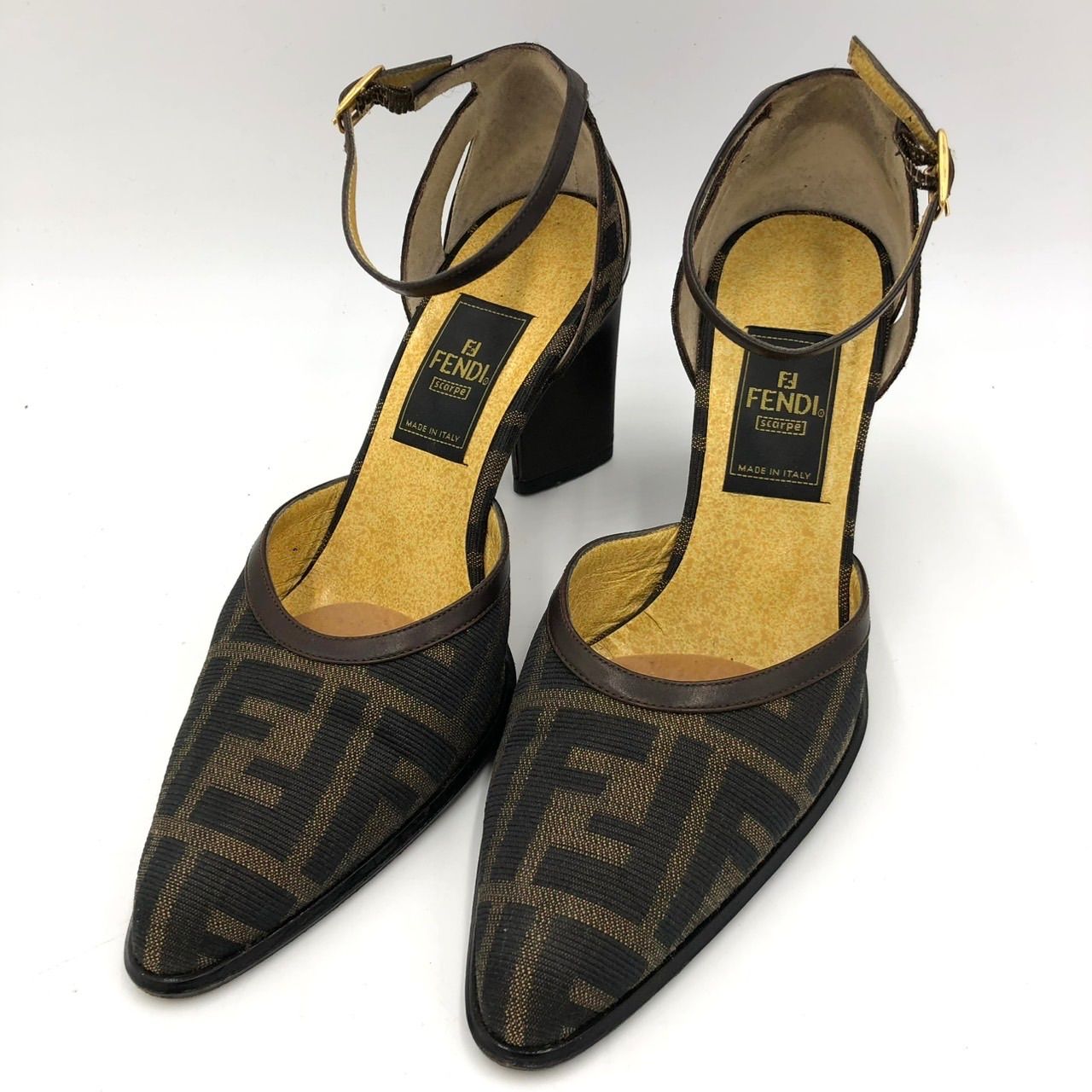 美品】フェンディ FENDI パンプス ズッカ柄 茶 35 22.5cm ヒール
