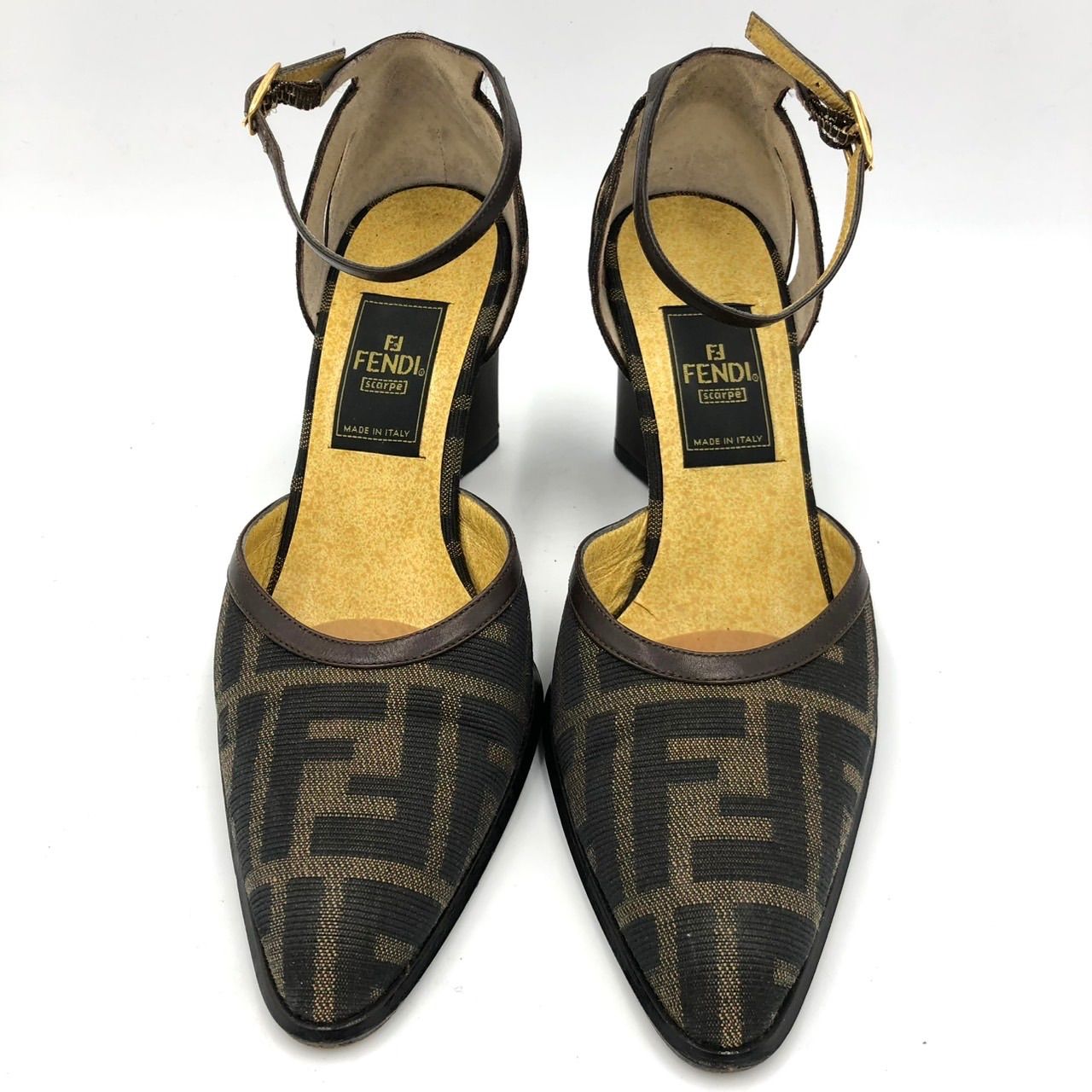 美品】フェンディ FENDI パンプス ズッカ柄 茶 35 22.5cm ヒール