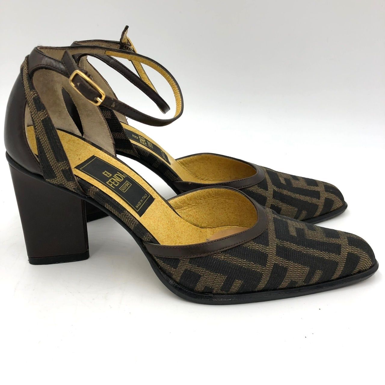 美品】フェンディ FENDI パンプス ズッカ柄 茶 35 22.5cm ヒール