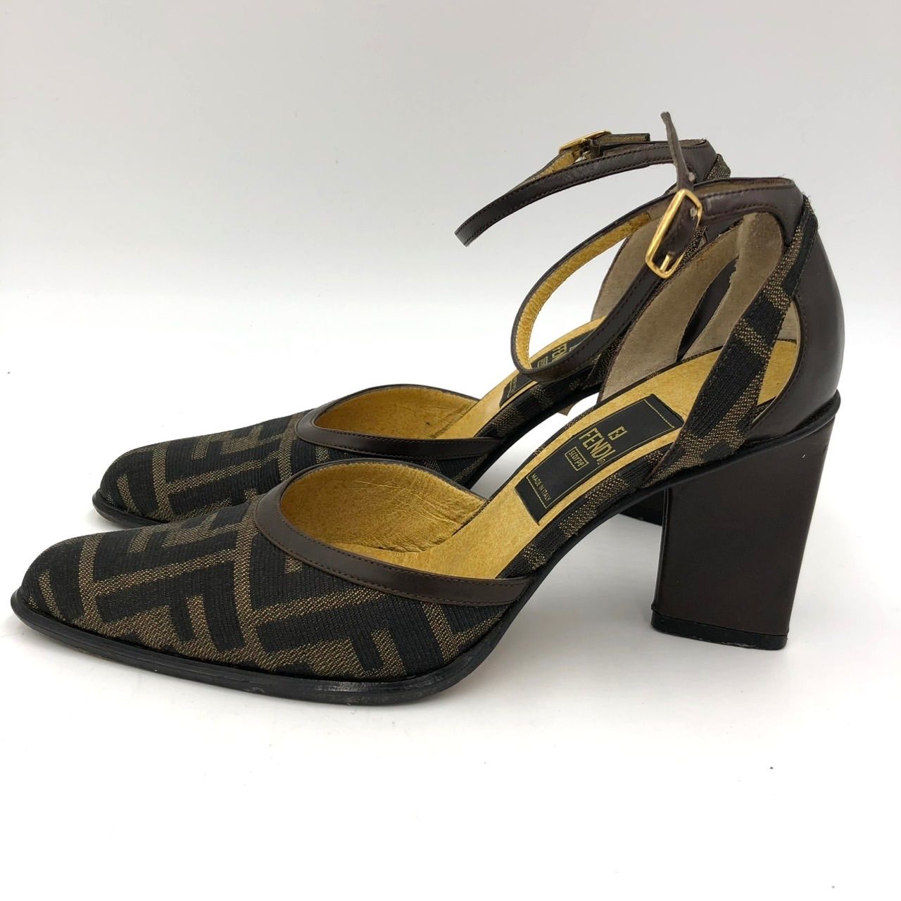 美品】フェンディ FENDI パンプス ズッカ柄 茶 35 22.5cm ヒール