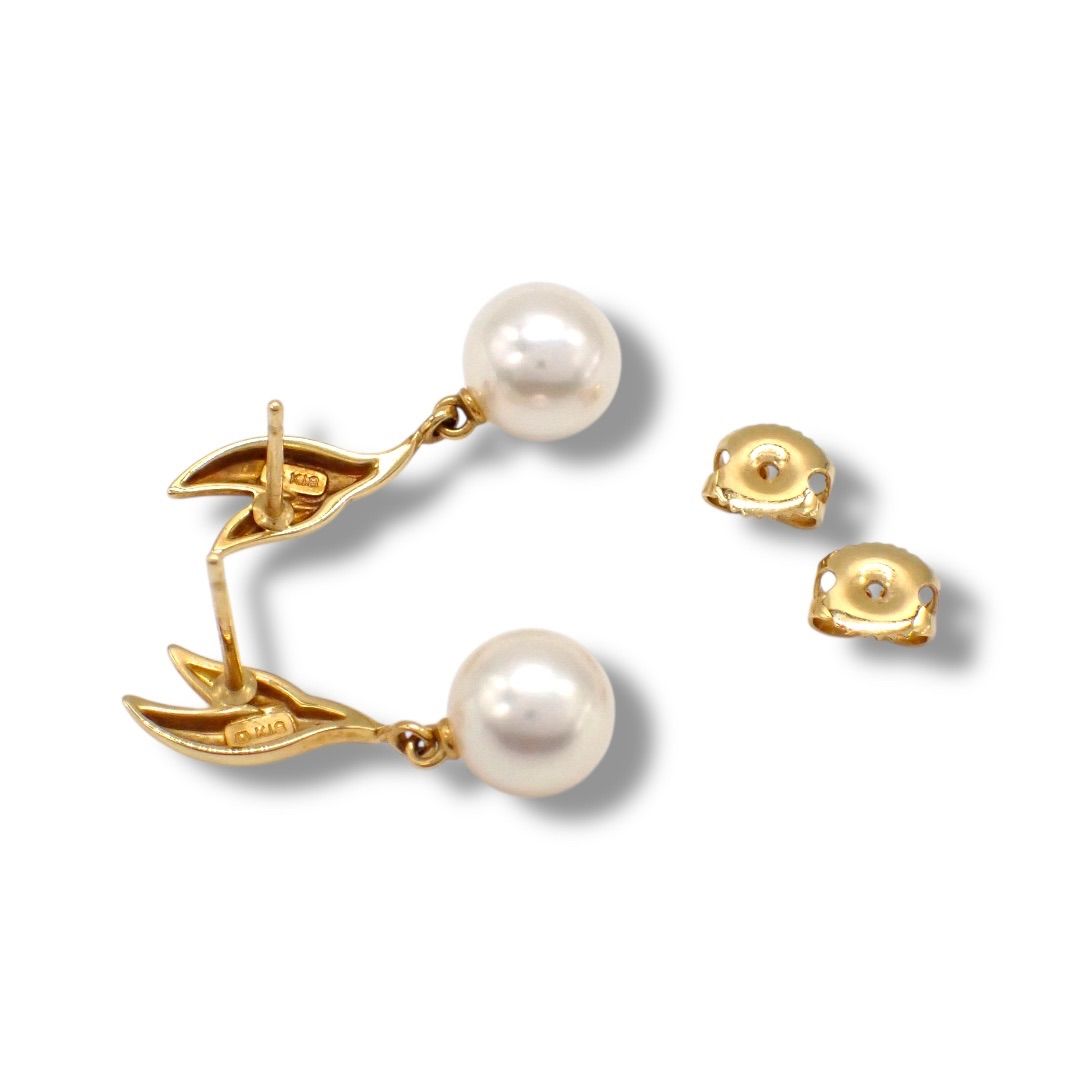 ミキモト MIKIMOTO あこや 真珠 7.5mm パール ピアス K18 750 YG K18YG