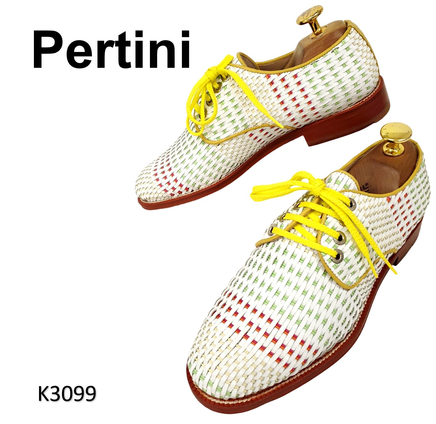 ぺルティニ メッシュ 編み込み 本革 レザー EU 35 レースアップ