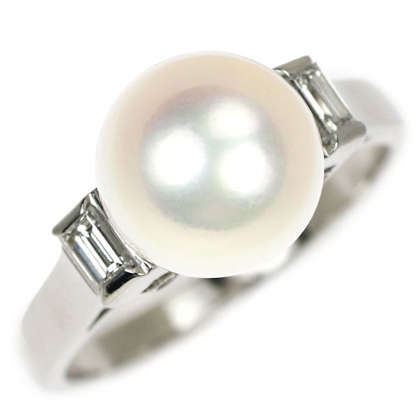ミキモト Pt900 アコヤ真珠 ダイヤモンド リング 径約9.0mm - メルカリ