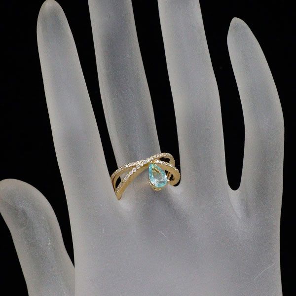 K18YG パライバ トルマリン ダイヤモンド リング 0.639ct D0.359ct