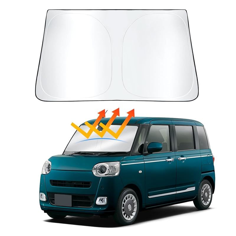 ASZSK 新型 ダイハツ・ムーヴキャンバス LA850 860S型 専用 サンシェード フロントガラス用 キャンバス サンシェード 日除け シェードカーテン 遮光 UVカット 日よけ 車中泊 折り畳み式 取付簡単 ダイハツ・ムーヴキャンバス 内装 カスタ