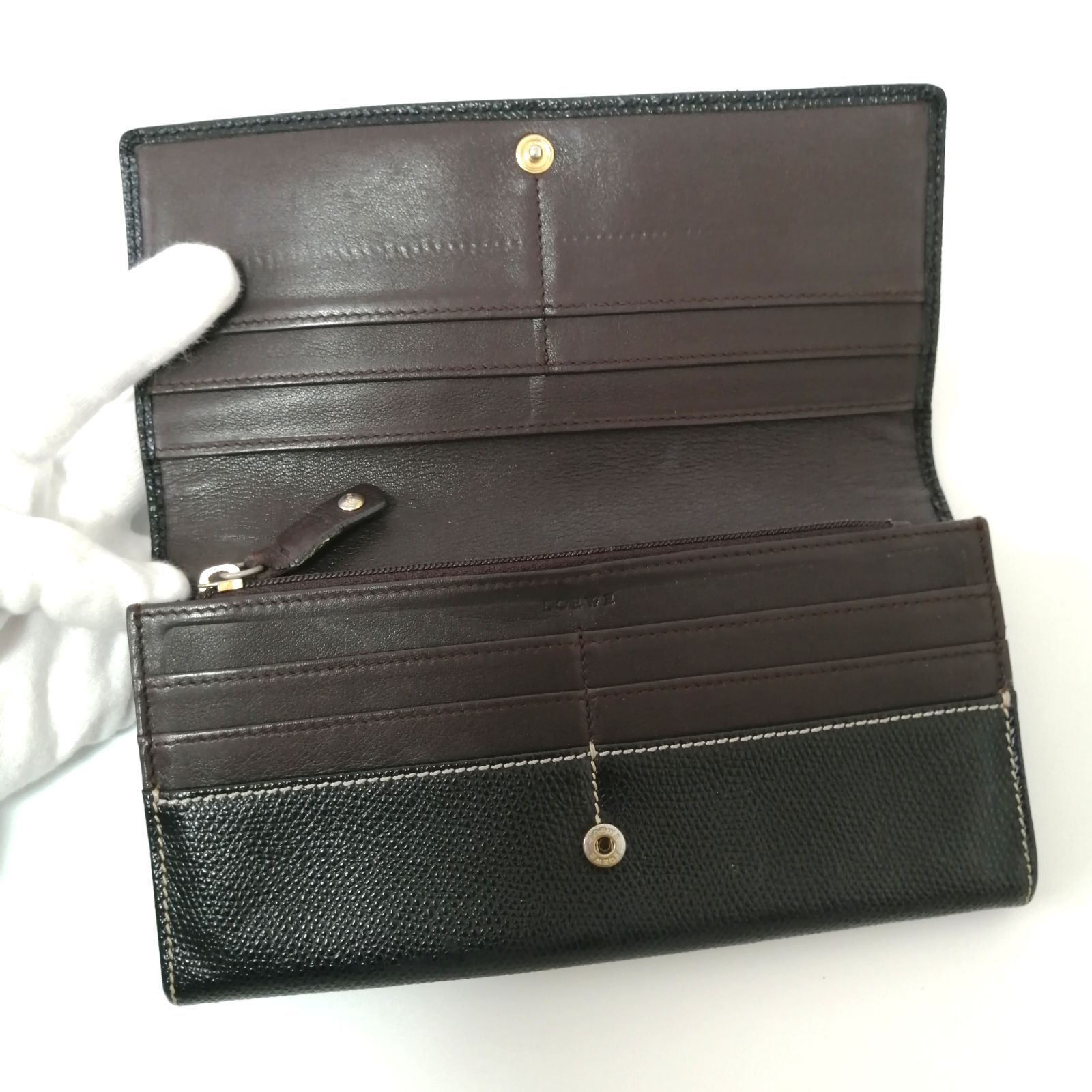 ロエベ LOEWE 長財布 二つ折り長財布 ブラック アナグラム 253 - メルカリ