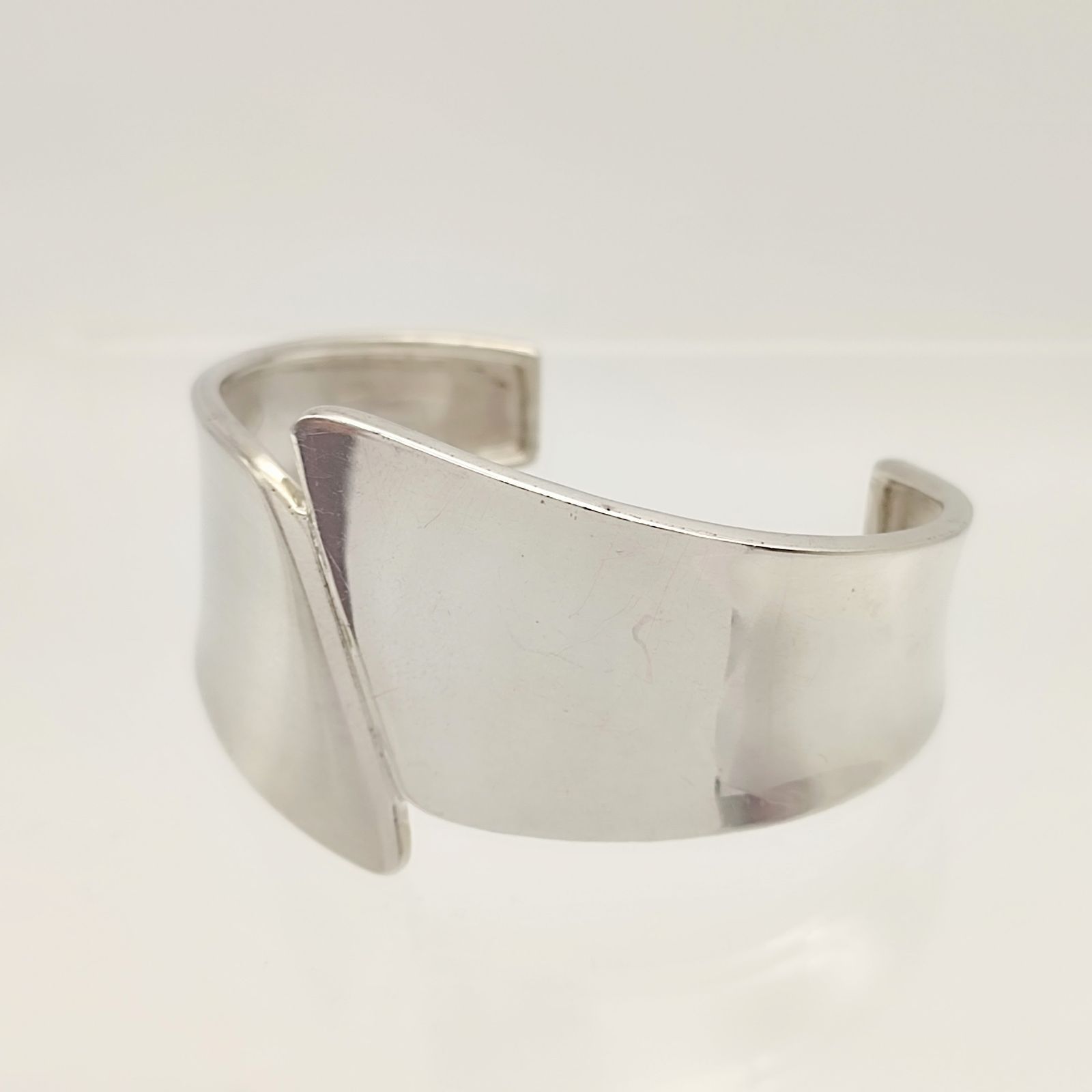 美品】シルバーデザインワイドバングル SILVER シルバー925