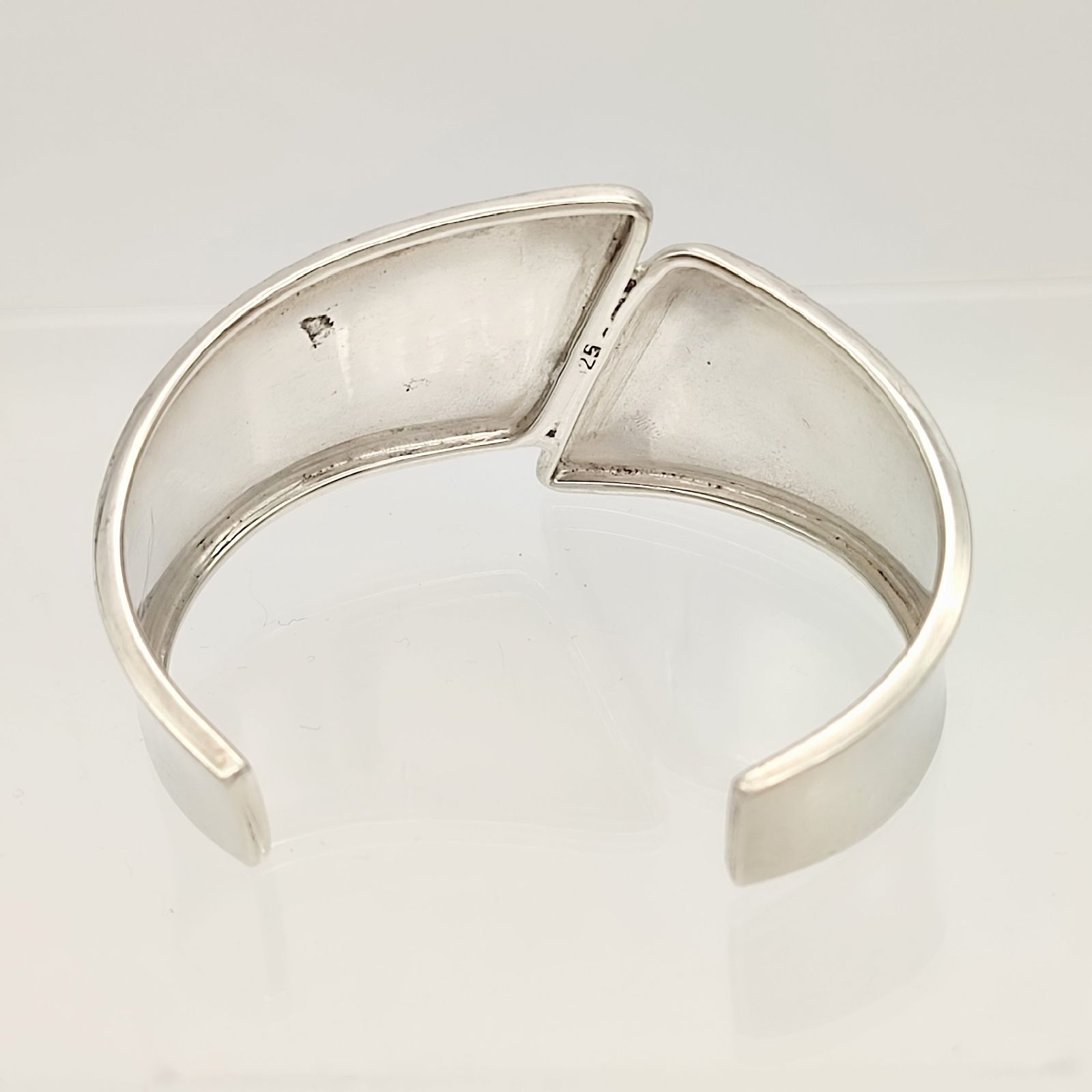 美品】シルバーデザインワイドバングル SILVER シルバー925