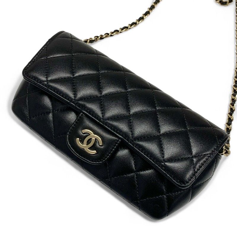 シャネル CHANEL バッグ ショルダーバッグ ラムスキン ブラック ゴールド ココマーク マトラッセ メガネケース チェーン シャネル CHANEL バッグ ショルダーバッグ ラムスキン ブラック