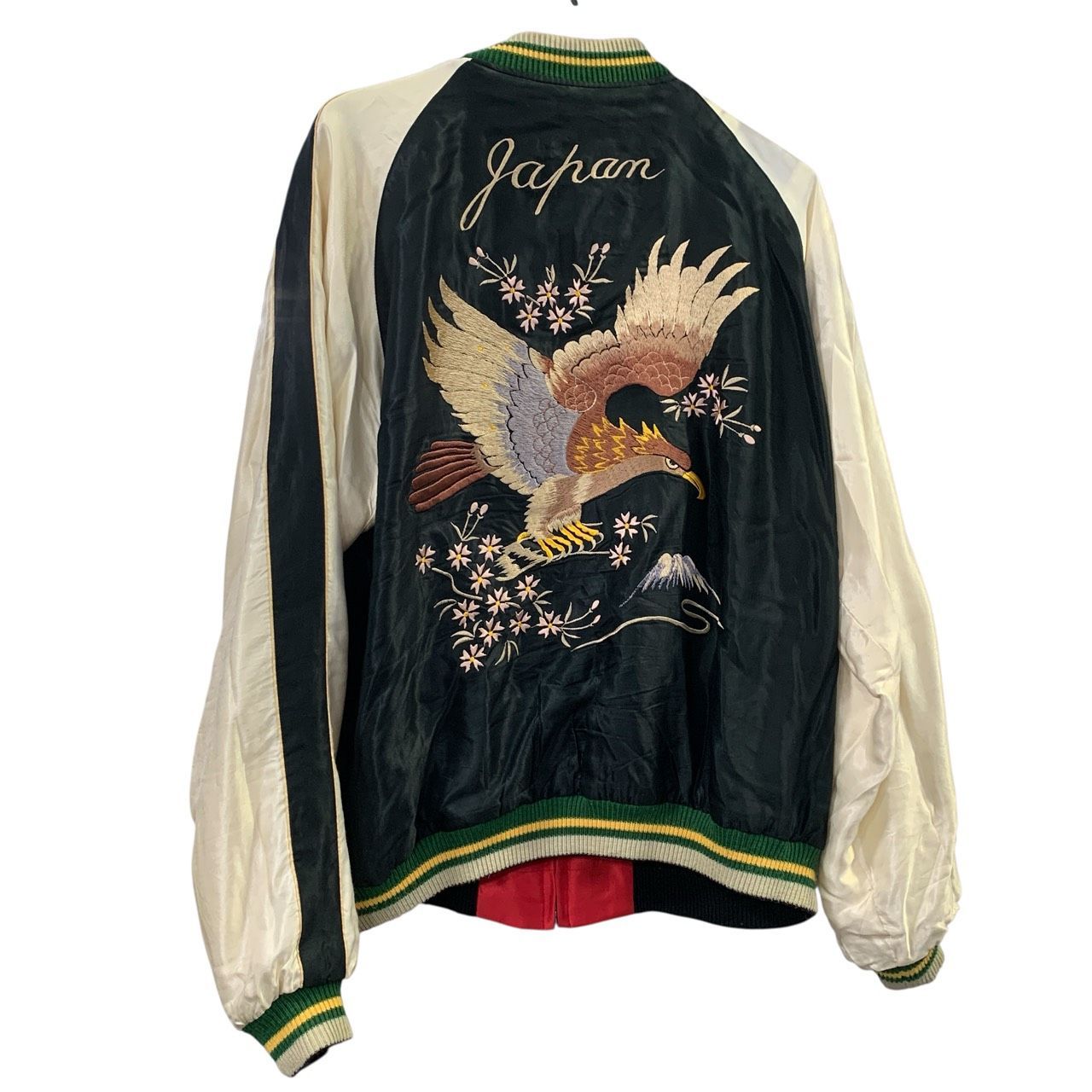 ♪3699 テーラー東洋 リバーシブル スカジャン XLサイズ 虎 鷹 鷲 赤