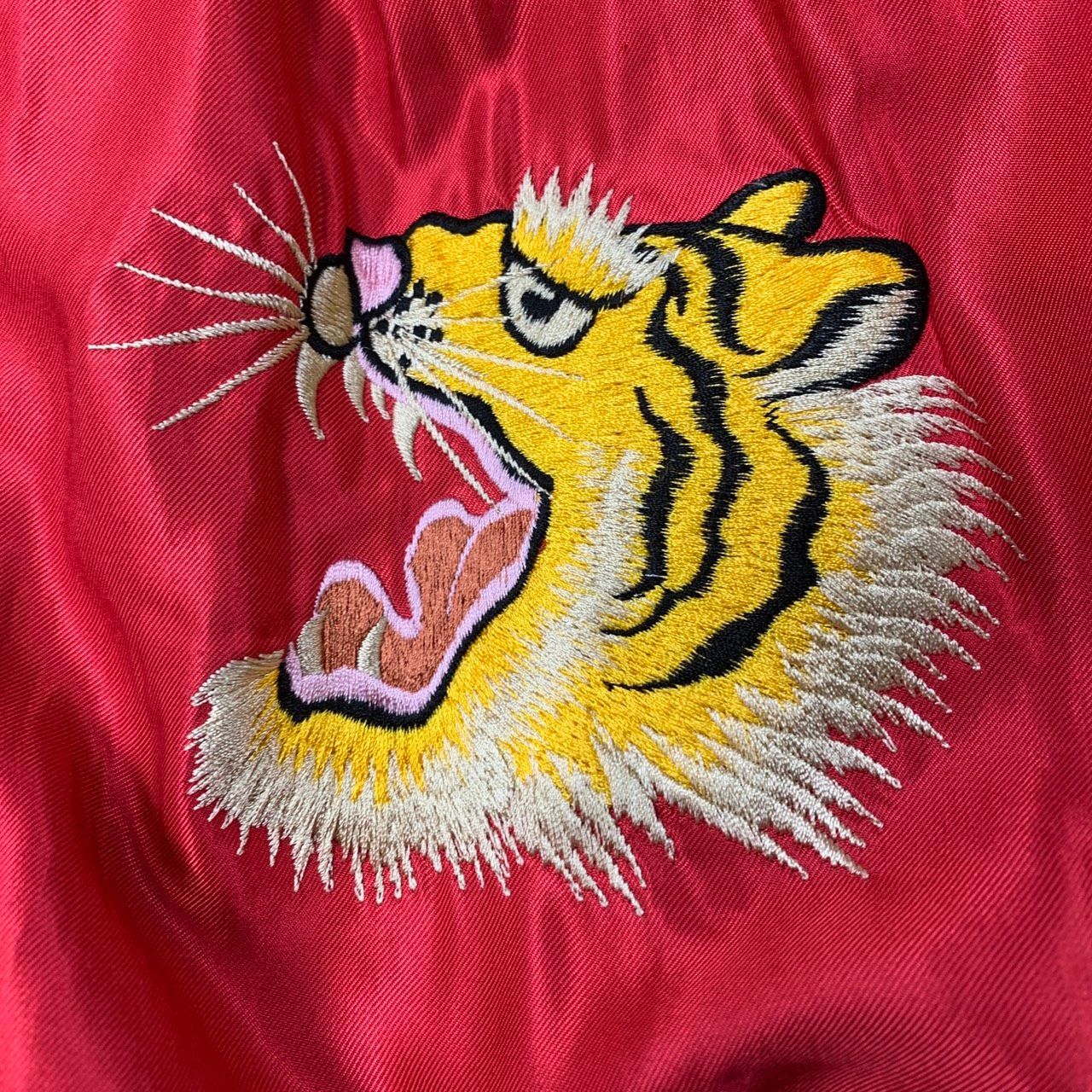 ♪3699 テーラー東洋 リバーシブル スカジャン XLサイズ 虎 鷹 鷲 赤