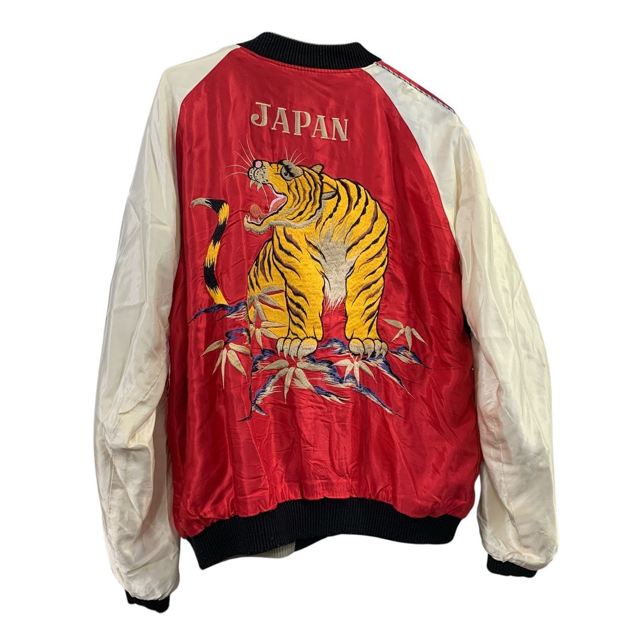 ♪3699 テーラー東洋 リバーシブル スカジャン XLサイズ 虎 鷹 鷲 赤