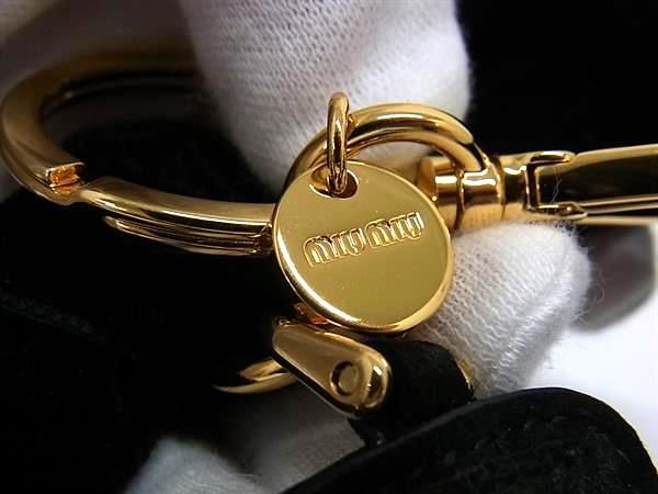 □極美品□ miumiu ミュウミュウ キャンバス キーホルダー キーリング