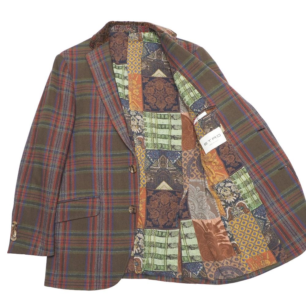 ETRO エトロ　チェック柄 テーラードジャケット　未使用♡y08 □美品□ETRO エトロ テーラードジャケット サイズ46 チェック
