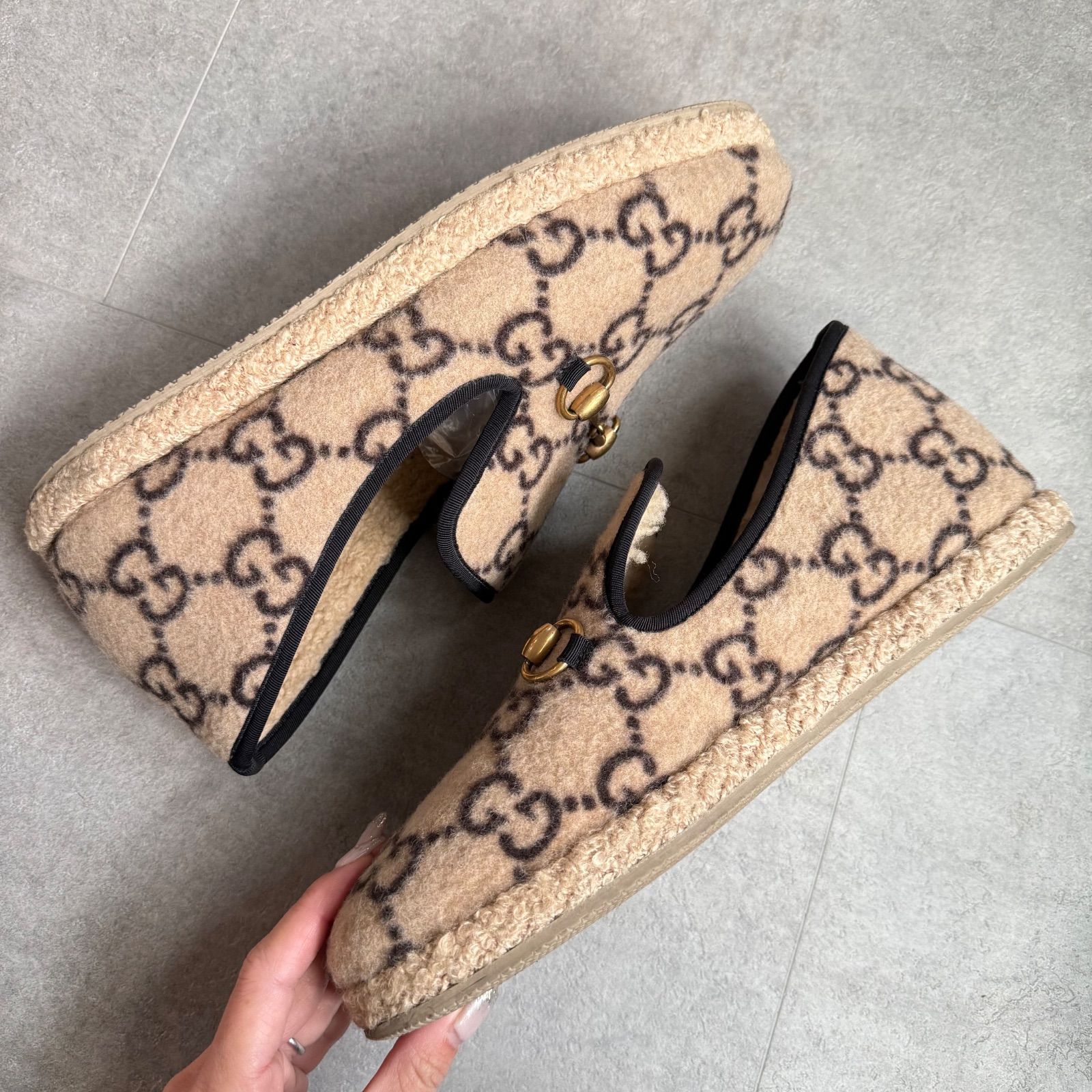 GUCCI グッチ スリッポン ローファー ホースビット モカシン ウール