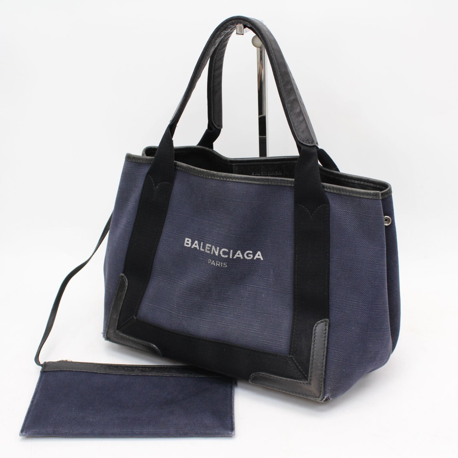594)BALENCIAGA バレンシアガ トートバッグ ネイビーカバスS ネイビー 