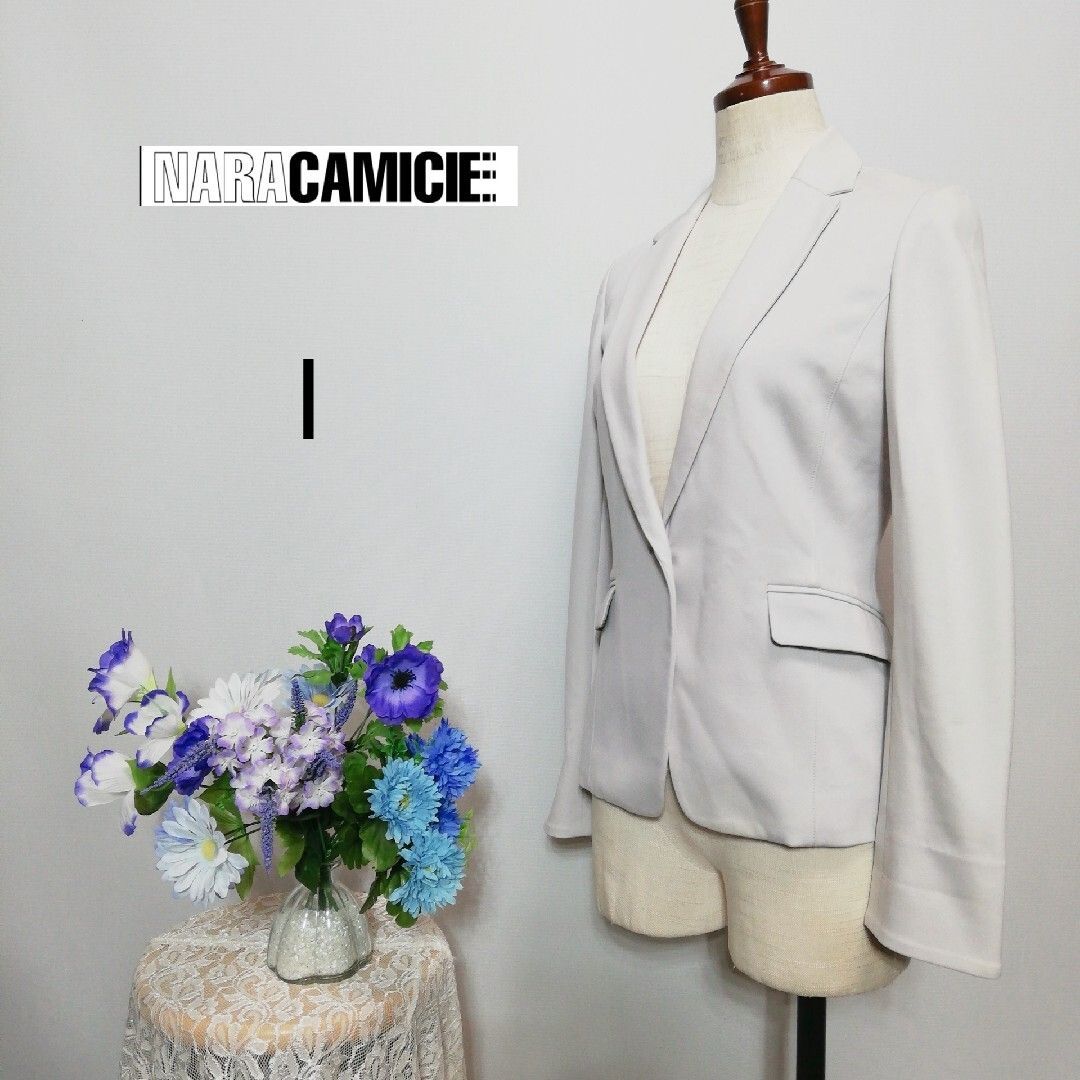 【極美品】ナラカミーチェ 定価3.6万 麻調ペールカラー ノーカラージャケット2 全商品アイテム/トップス/ジャケット・アウター｜スタイロラ ストア