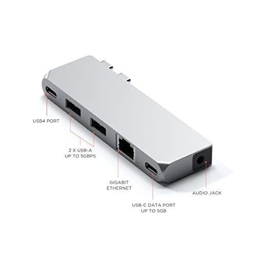 SATECHI USB C Pro Mini Hub 6 in 1 4 40 Gbps 96 W PD充電 最大6 K 60 Hzビデオ出力 A 5 イーサネット オーディオ搭載 ? MacBook Air 対応