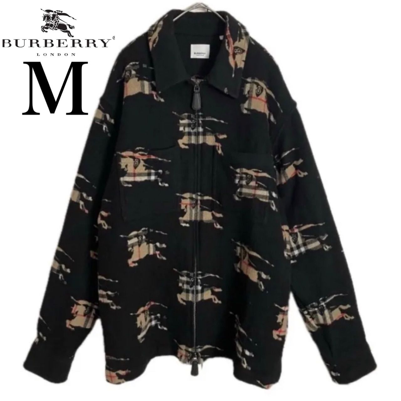 バーバリー BURBERRY 総柄 ノバチェック ホースロゴ 現行 ウール 