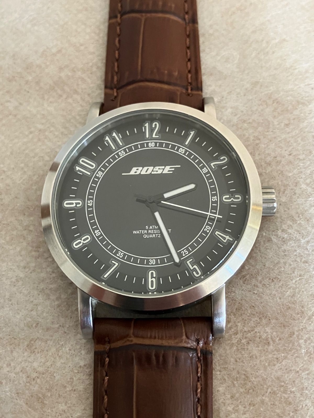 値下げ 稼働☆希少☆BOSE クォーツ腕時計 ブラック文字盤 革ベルト新品 