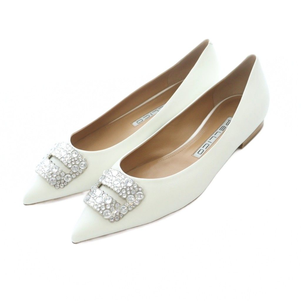 ペリーコ PELLICO ANIMA 10 ビジューフラットパンプス レザー 本革 38