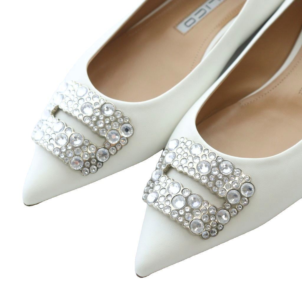 ペリーコ PELLICO ANIMA 10 ビジューフラットパンプス レザー 本革 38