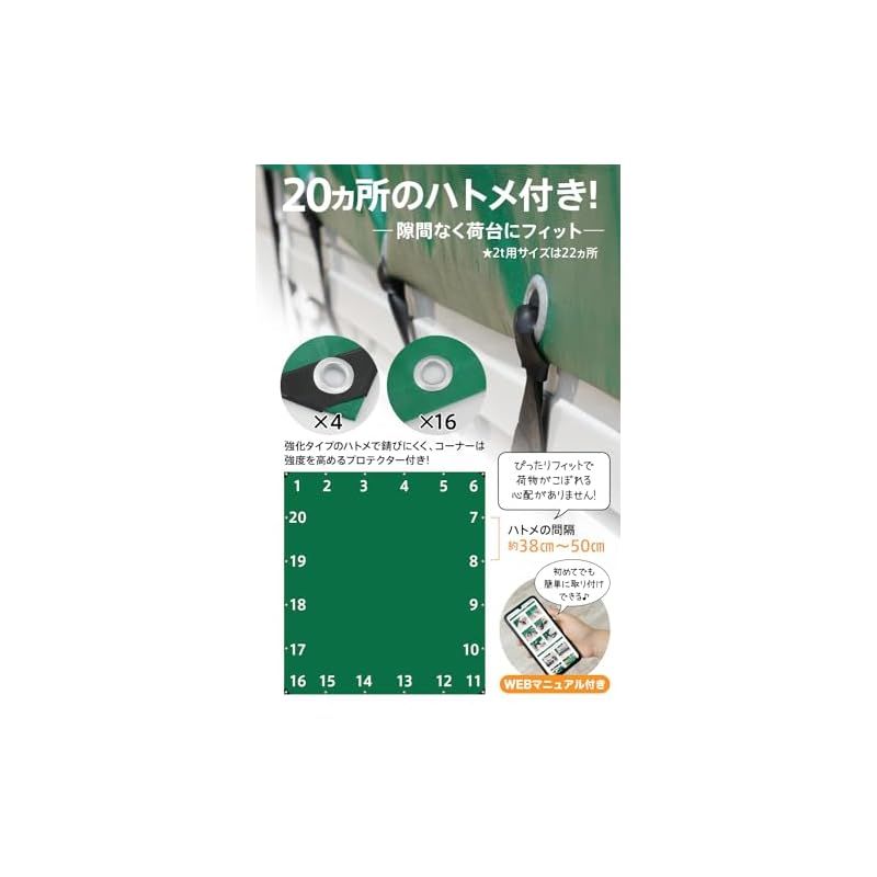 Webirth 荷台シート 輪っかタイプのゴムバンドと荷物固定用ロープつき 軽トラック用と2tトラック用から選べる (ブルー3.6m×2.4m 2tトラック用) 1