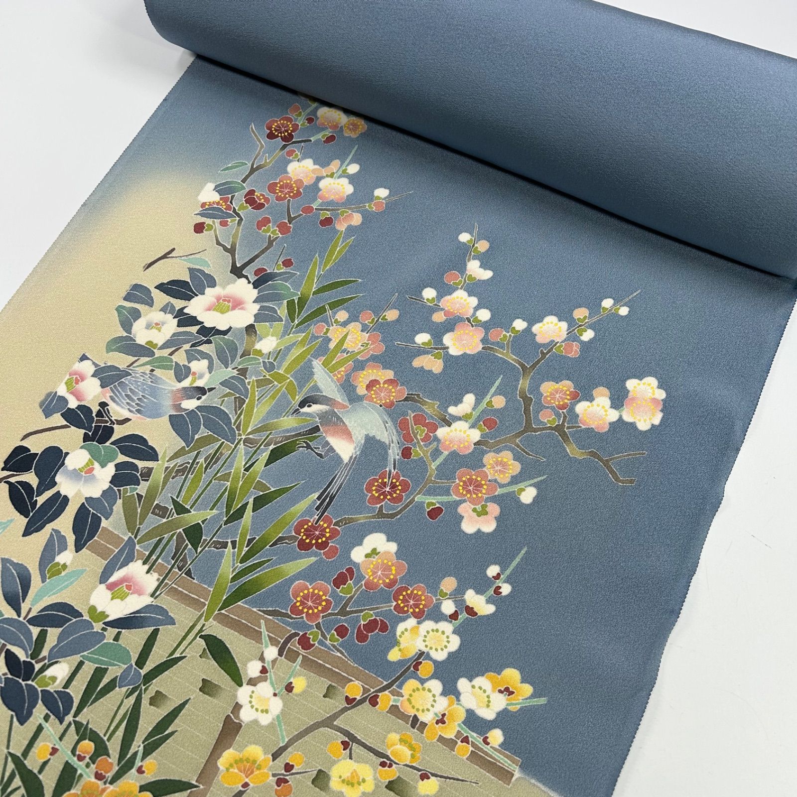 訪問着 裁断済み 着尺 反物 1本 正絹 同梱 リメイク用 和裁練習用 M 467