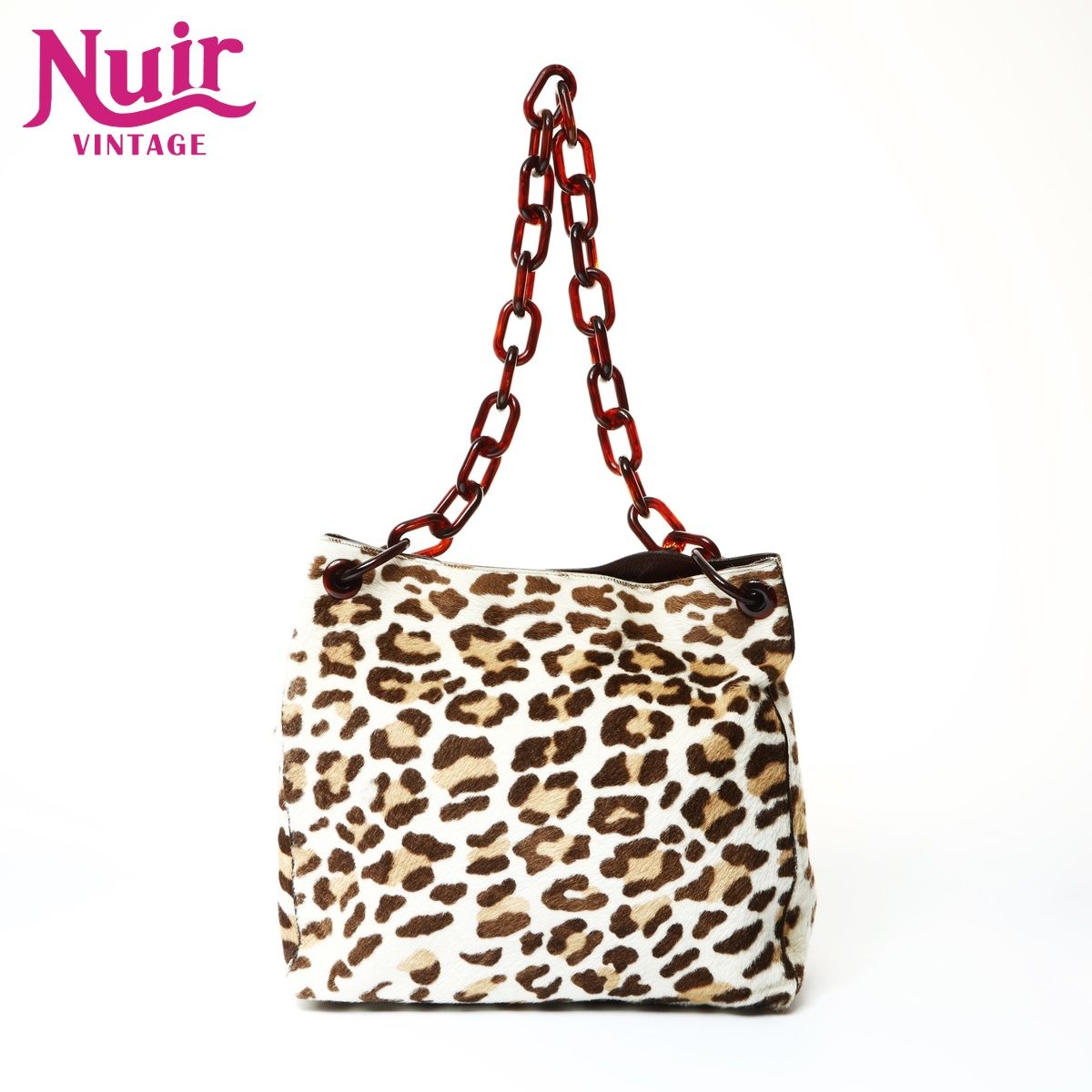 PRADA プラダ ショルダーバッグ ハラコ レオパード チェーン【中古