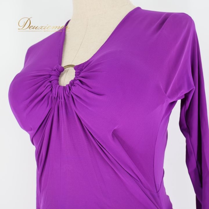 社交ダンス 衣装 ジャンティ gentil ラテン ドレス ワンピース 紫 無地