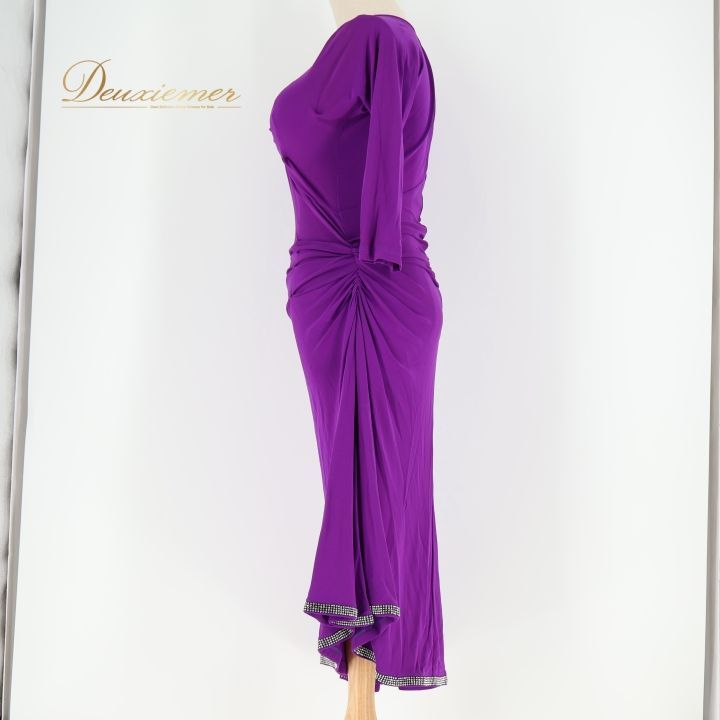 社交ダンス 衣装 ジャンティ gentil ラテン ドレス ワンピース 紫 無地