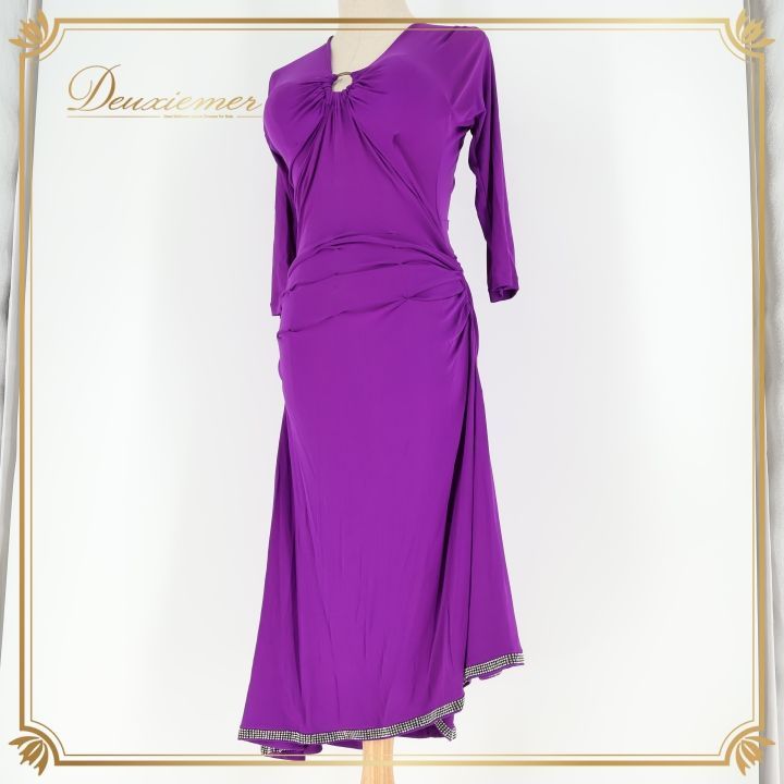 社交ダンス 衣装 ジャンティ gentil ラテン ドレス ワンピース 紫 無地