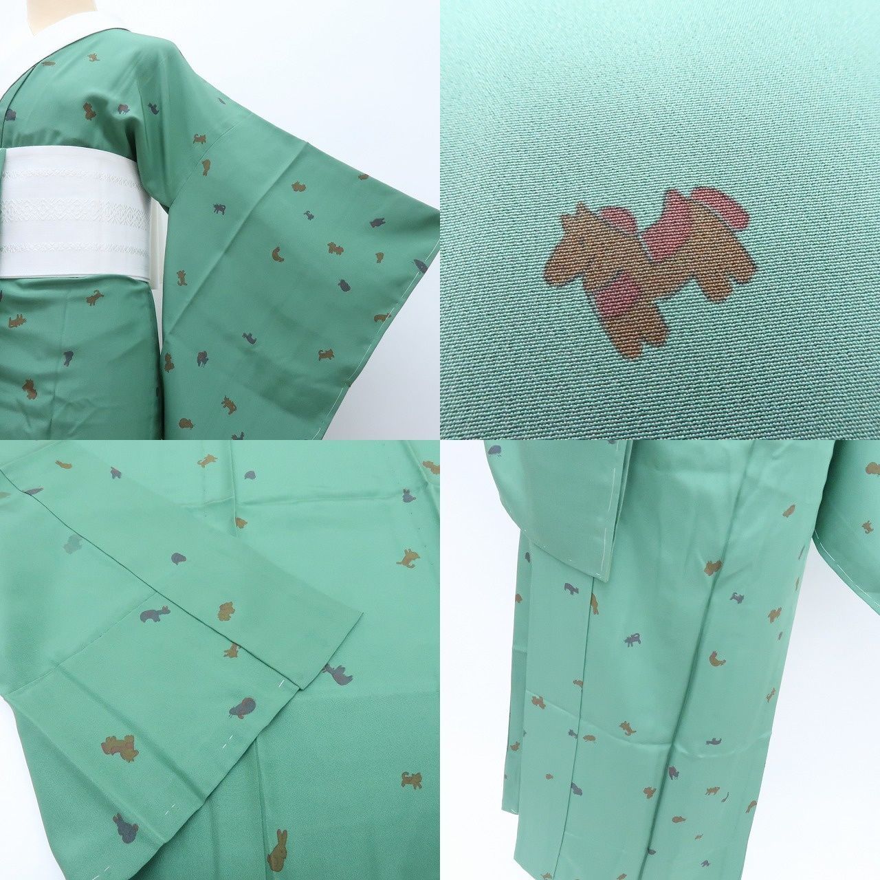 Y2070◇新品 正絹 単衣 ますいわ屋謹製 袖無双 半襟居敷当付 長襦袢 着物 正絹 長襦袢 単衣 半衿付 袖無双 居敷当付 色襦袢 背伏せ付 花 匿名